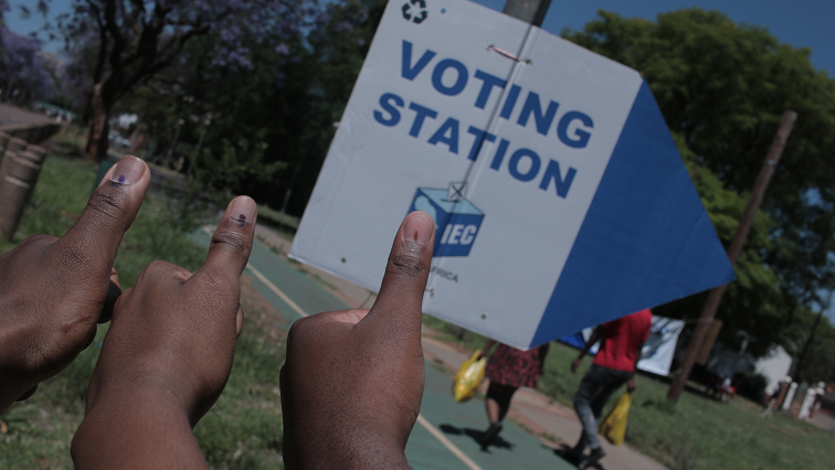 Thumbs up, voting done, a group of friends show their inked thumbs after participating in the LGE 2021 in Pretoria.