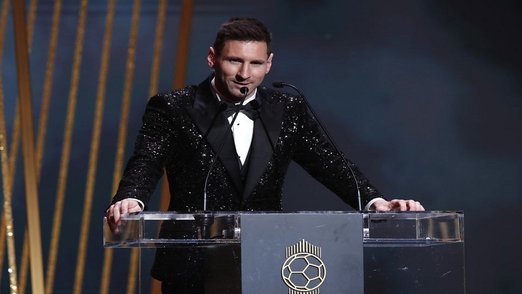 Lionel Messi attends an awards ceremony in Paris.