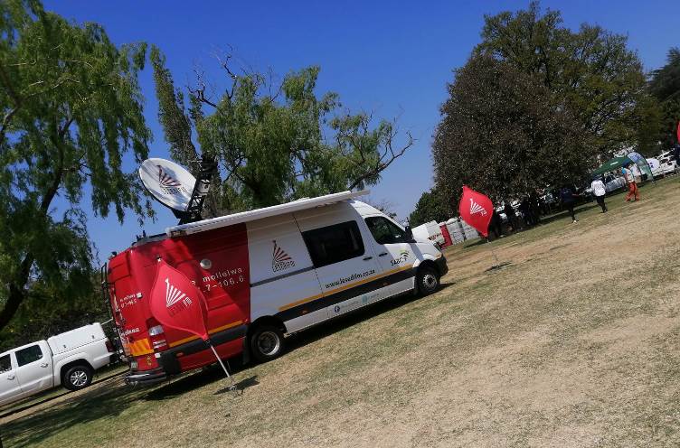 Lesedi FM outside broadcast vehicle seen at an event