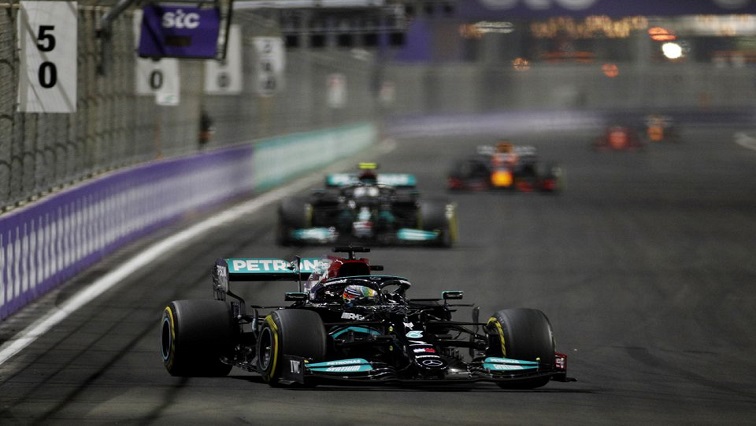 Formula One F1- Saudi Arabian Grand Prix - Jeddah Corniche Circuit, Jeddah, Saudi Arabia - December 5, 2021 Mercedes' Lewis Hamilton in action during the race.