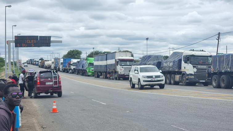 Trucks form long queues at Musina in Limpopo near the border post.