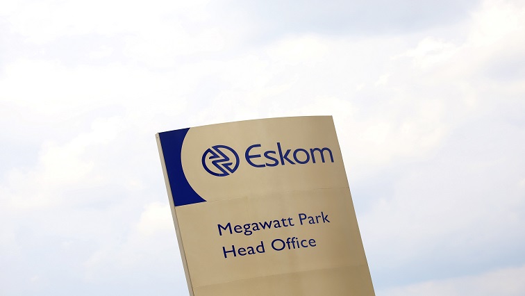 An Eskom logo is seen at the entrance of their head offices in Sunninghill, Sandton.
