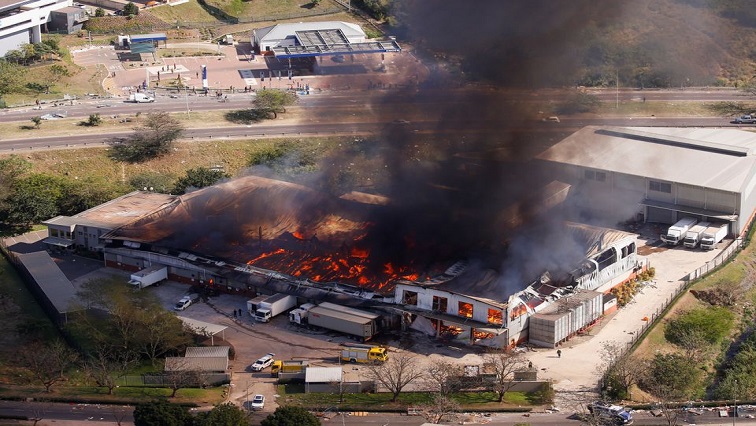 Warehouse burning