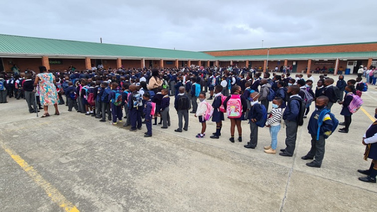 Learners assemble on the first day of school at a Western Cape school, January 19,2022.
