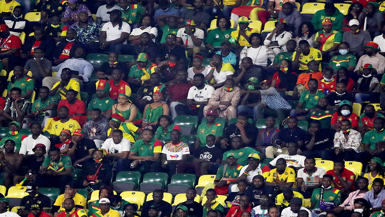 Cameroon supporters at a stadium.