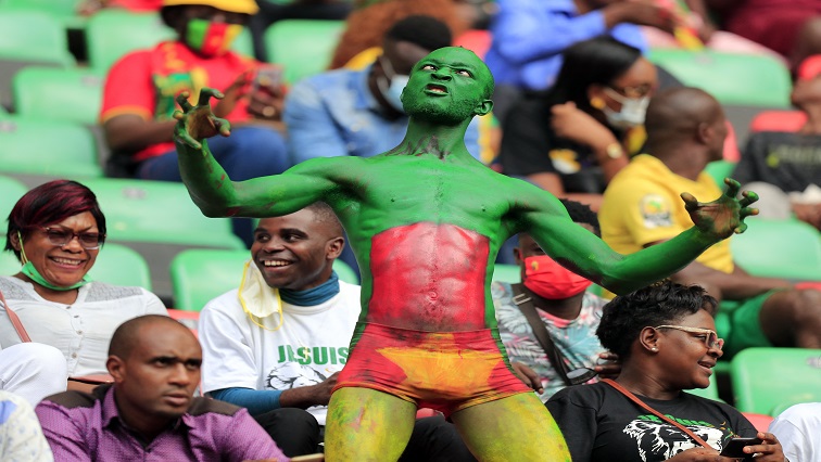Cameroon fans in the stands before the match.