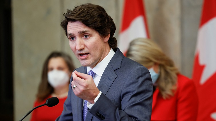 Canada's Prime Minister Justin Trudeau speaks during a news conference