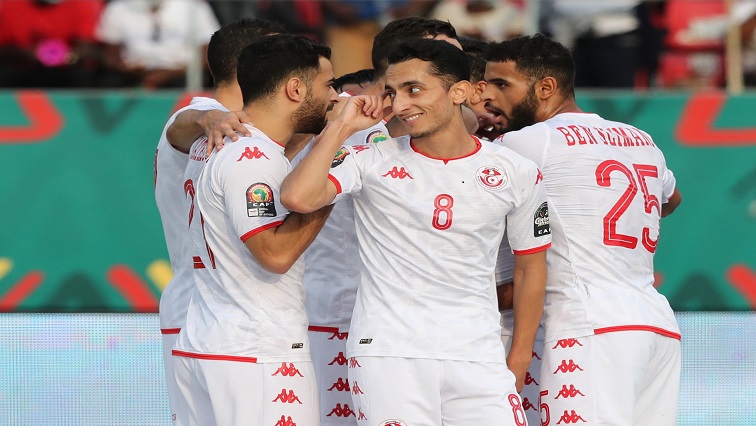 Africa Cup of Nations - Group F - Tunisia v Tunisia's Wahbi Khazri celebrates scoring their second goal with teammates.