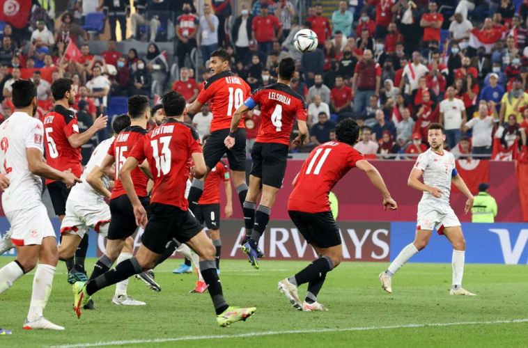Arab Cup - Semi-Final - Tunisia v Egypt - 974 Stadium, Doha, Qatar - December 15, 2021 Egypt's Amro El Soulia scores an own goal and the first for Tunisia