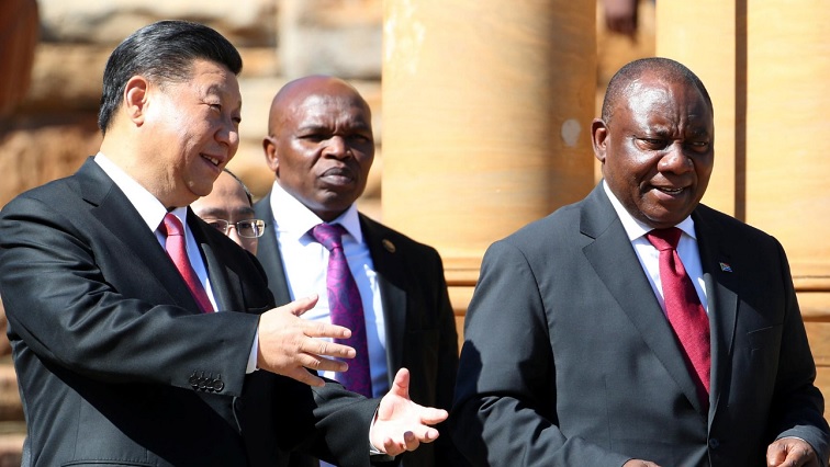 China's President Xi Jinping together with President Cyril Ramaphosa.