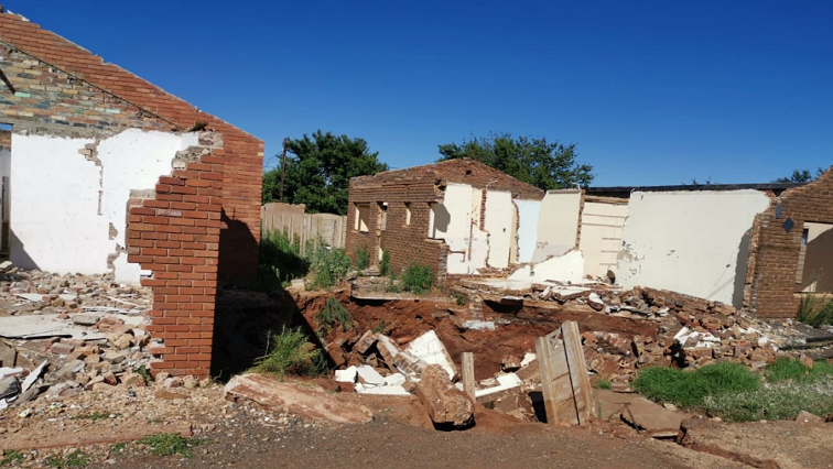 Houses in Khutsong affected by sinkholes, as a result of dolomitic conditions of their area.