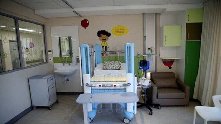 A paediatric hospital bed is seen at a ward of the Nelson Mandela Children's Hospital in Johannesburg, Gauteng.