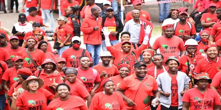Economic Freedom Fighters (EFF) members and supporters gathered during a rally.