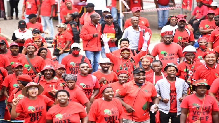 Economic Freedom Fighters (EFF) members and supporters gathered during a rally.