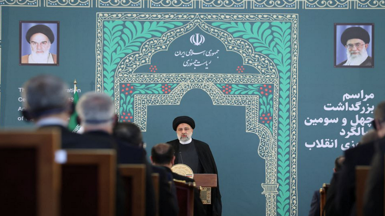 President Ebrahim Raisi s speaks at the ceremony marking the 43rd anniversary of the Islamic Revolution in Tehran.