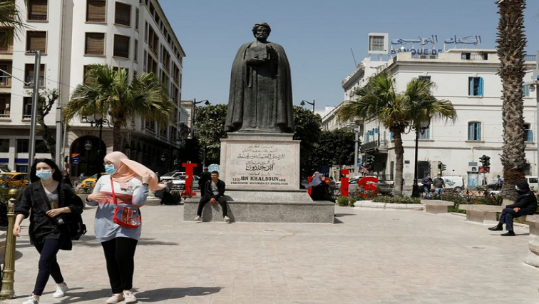 People walk in the centre of Tunis, amid the coronavirus disease (COVID-19) outbreak, Tunisia, April 29, 2021.