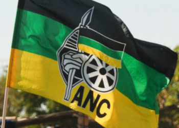The ANC flag seen at a party event.