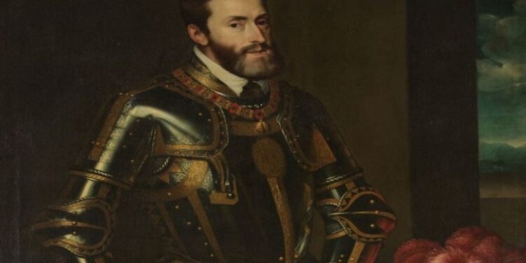 A handout picture shows a painting of Emperor Charles V by Juan Pantoja de la Cruz, which was on loan at the Kremlin Museum for an exhibition postponed after the Russian invasion of Ukraine and has been returned to the Prado Museum in Madrid, Spain, March 21, 2022.