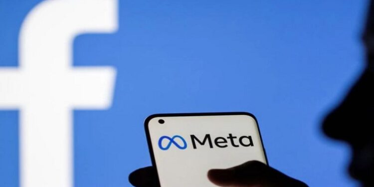 Facebook owner Meta logo seen on a screen.
