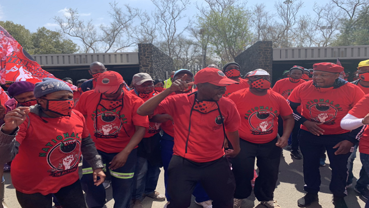 Members of Nehawu during a protest.