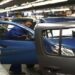 A worker inspects cars at Nissan's manufacturing plant in Rosslyn, outside Pretoria.