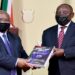 President Cyril Ramaphosa receives the first part of the State Capture Report from Chairperson Raymond Zondo, January 4, 2022.