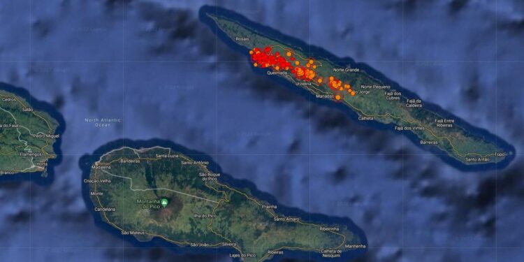 Since Saturday, over 2 000 earthquakes, with a magnitude of between 1.6 and 3.3, have been recorded on the volcanic island of Sao Jorge