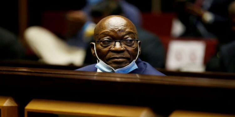 [File Image] Former South African President Jacob Zuma sits in the dock after recess in his corruption trial in Pietermaritzburg.