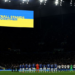 General view during a minutes applause in support of Ukraine amid Russia's invasion before the match between Tottenham Hotspur and Everton - Tottenham Hotspur Stadium, London, Britain - March 7, 2022.