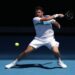 Switzerland's Stan Wawrinka in action during his second round match against Hungary's Marton Fucsovics at the Australian Open in Melbourne Park, Melbourne, Australia, February 10, 2021.