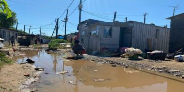 Mopping up operations at Megavillage, an informal settlement, in Umlazi, April 14, 2022.