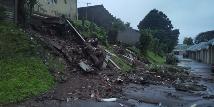 A home is damaged by persistent rains in KZN.