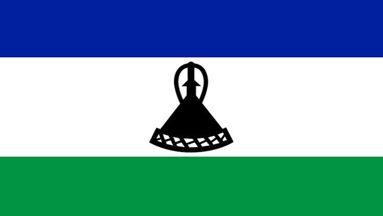 The national flag of Lesotho is shown in this illustration
