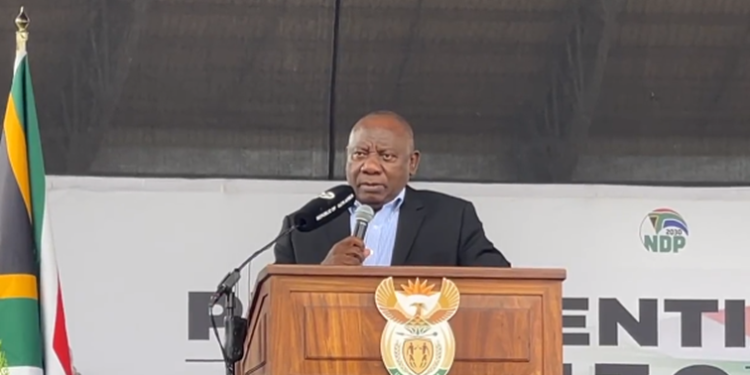 President Cyril Ramaphosa leads government at the Presidential Imbizo in Mangaung, Free State - 08 April 2022.