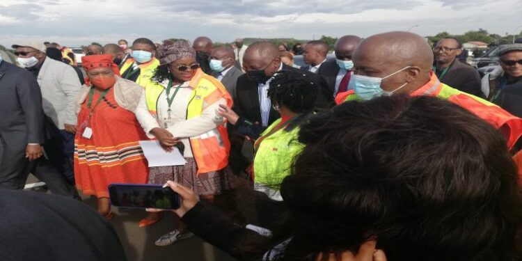 President Cyril Ramaphosa is inspecting the Vereeniging interchange and Vista Residential project in the Free State ahead of the Presidential Imbizo, April 9, 2022.