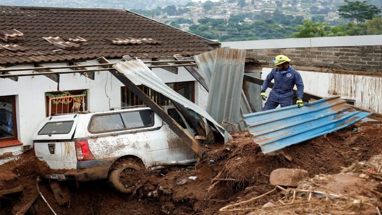 [File Image] A general view of a mudslide which destroyed several houses during flooding in Mzinyathi near Durban in April 2022.
