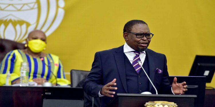 Finance Minister Enoch Godongwana delivers the 2022 Budget Speech from the Good Hope Centre in Cape Town.