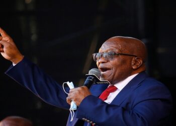 Former South African President Jacob Zuma, who is facing fraud and corruption charges, sings after his appearance in the High Court in Pietermaritzburg, South Africa, May 26, 2021. REUTERS/Rogan Ward