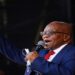 Former South African President Jacob Zuma, who is facing fraud and corruption charges, sings after his appearance in the High Court in Pietermaritzburg, South Africa, May 26, 2021. REUTERS/Rogan Ward