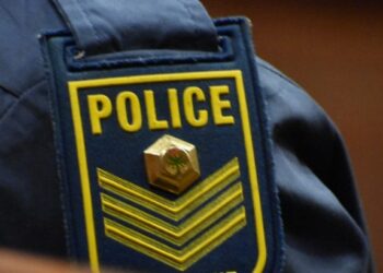 The police badge seen on the image.