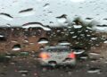 Rain on a windscreen of a vehicle