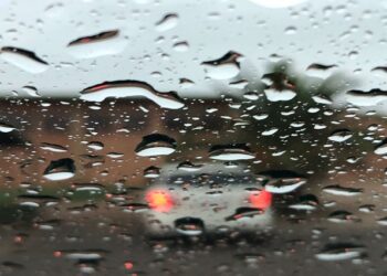 Rain on a windscreen of a vehicle