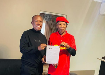Economic Freedom Fighters leader, Julius Malema welcomes ANC veteran, Lawrence Mapoulo to the EFF.