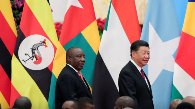 SA President Ramaphosa and Chinese President Xi Jinping seen at an African trade conference