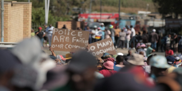Diepsloot resident protesting against the spate of crimes in the area. [File image]