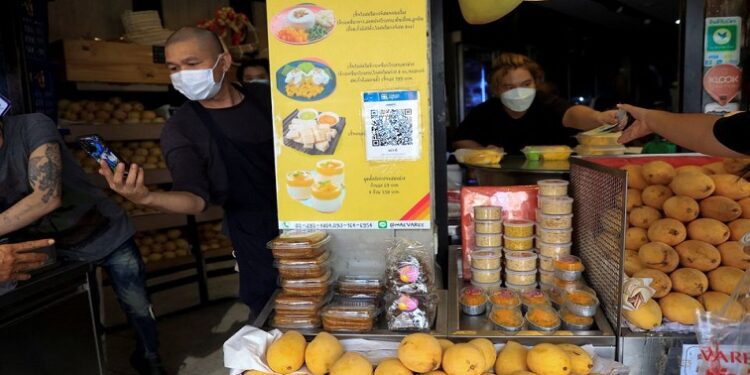 A general view of a Mango sticky rice shop in Bangkok April 20, 2022.