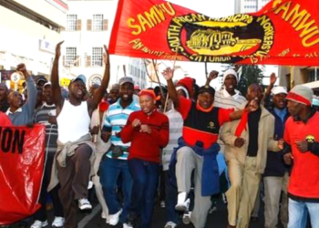SAMWU affiliated workers during a march