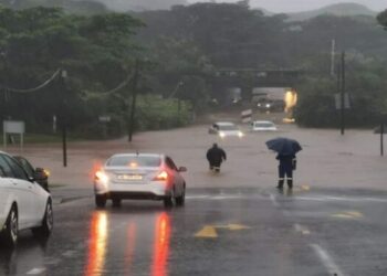 A flooded road in KZN.