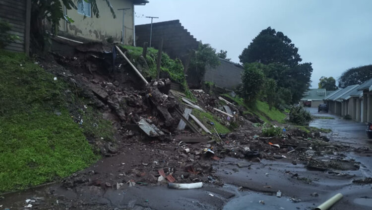 A home is damaged by persistent rains that continue to cause havoc in KZN