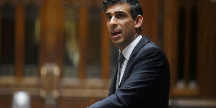 British Chancellor of the Exchequer Rishi Sunak speaks at a statement on the economic update session, at the House of Commons in London, Britain March 23, 2022.